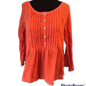 Ralph Lauren orange cotton gauzy boho top size Medium